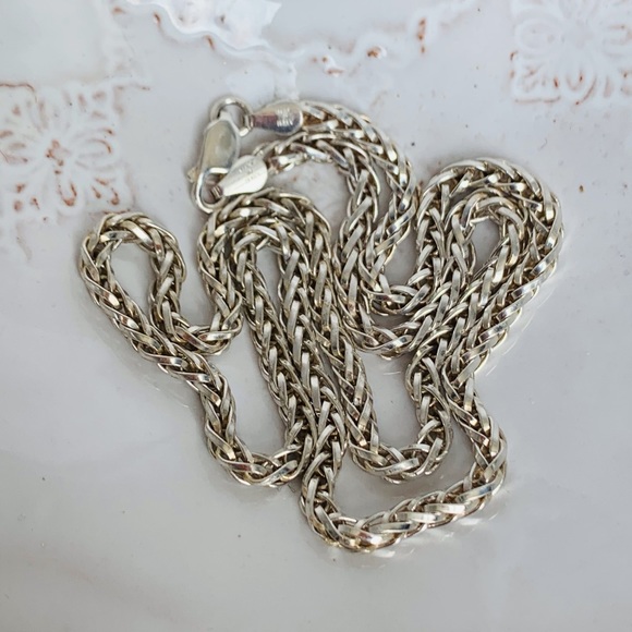 Unisex Milor Woven Wheat Chain Necklace 925SS - Picture 2 of 6